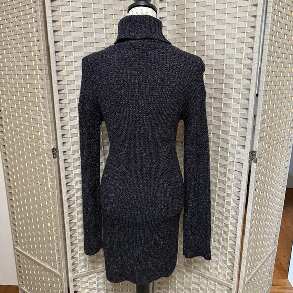 American Eagle Turtleneck Sweater Dress Size S Brown Black Side Hem Zippers NEW - Picture 3 of 12